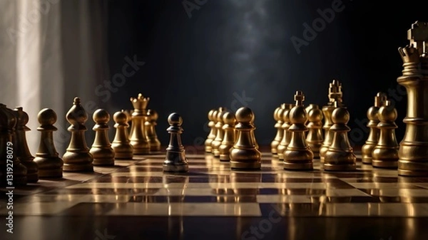 Obraz Chess Pieces in Dramatic Lighting