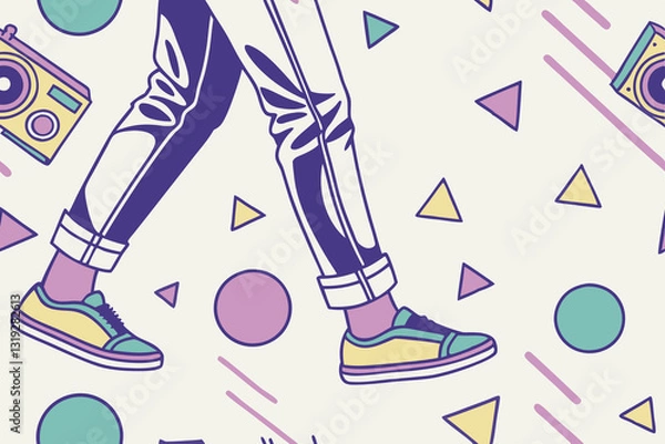 Fototapeta seamless pattern with shoes