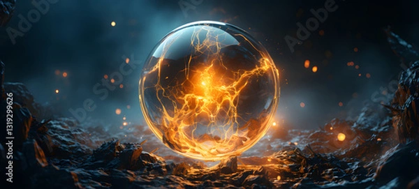 Fototapeta Melted energy ball art, ai generative