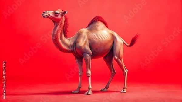 Obraz A camel with red Background