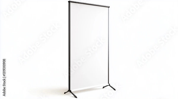 Fototapeta Blank white roll-up banner stand for advertising and branding mockup