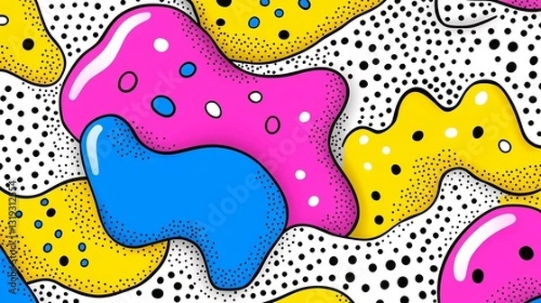 Fototapeta vibrant abstract background with colorful shapes and dots