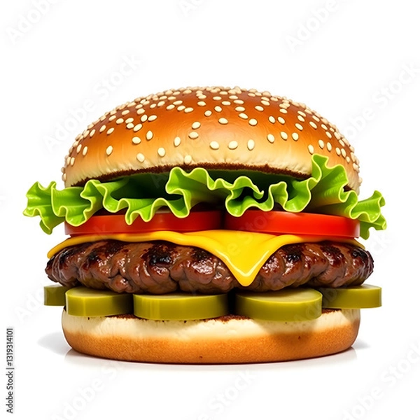 Obraz Delicious Cheeseburger with Fresh Ingredients