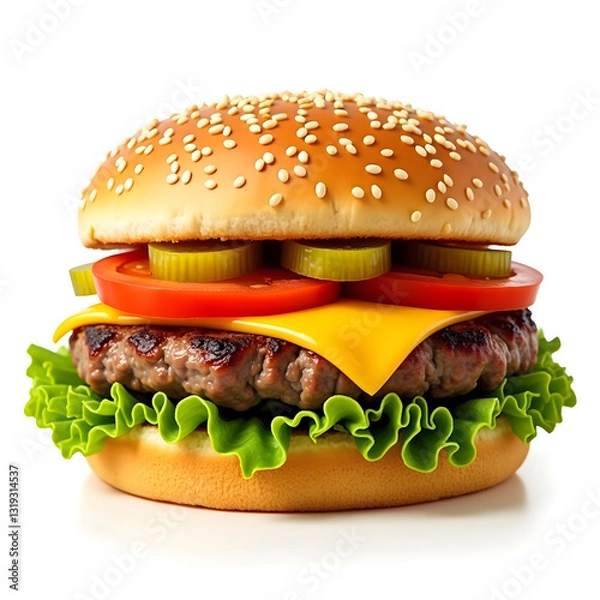 Obraz Delicious Cheeseburger with Fresh Ingredients