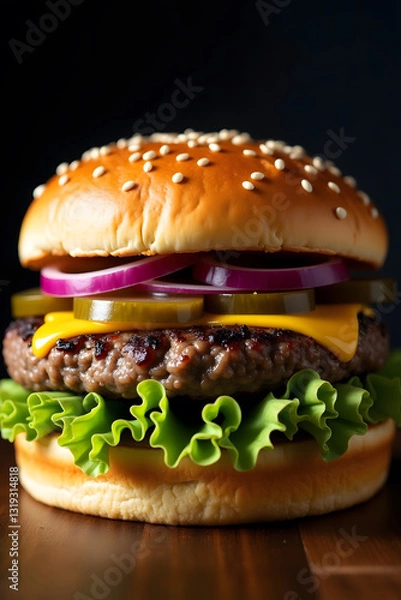 Obraz Delicious Cheeseburger with Fresh Ingredients