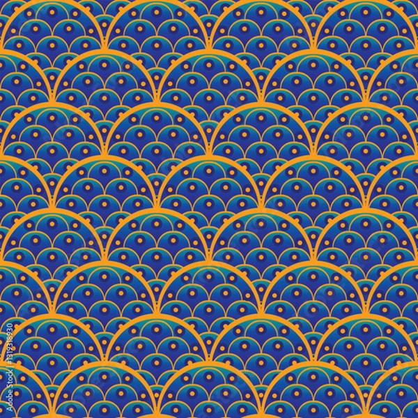 Fototapeta Elegant Oriental Vector Seamless Pattern Digital Paper – Intricate Floral and Geometric Design, Traditional Asian-Inspired Background, Luxury Textile, Wallpaper, Scrapbooking, Fabric Print, Decorative