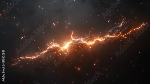 Fototapeta Celestial Fracture A Fiery Cosmic Rift Explodes Across A Dark Expanse, Showcasing Intense Energy And Incandescent Sparks Against A Deep, Star-dusted Background