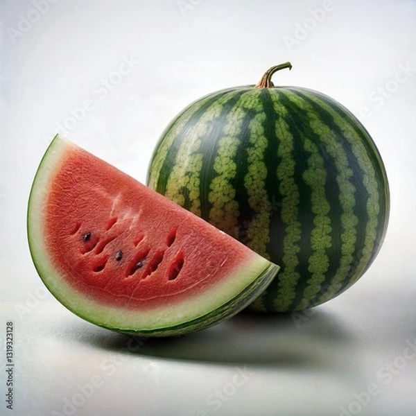 Fototapeta Generative AI
Fresh juicy watermelon cut in half