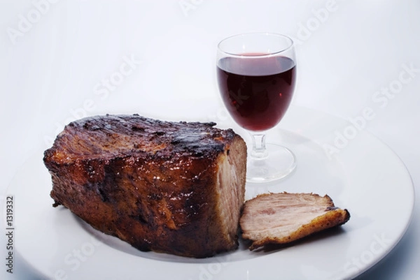 Obraz roast beef and red wine