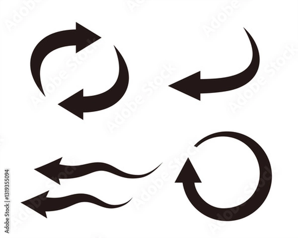 Obraz シンプルな矢印セット　流れ　回転　循環