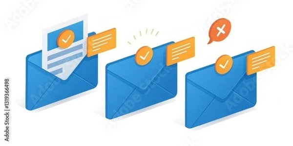 Fototapeta Email Status Received, Approved and Rejected, EmailMarketing ,Notification
