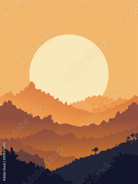 Fototapeta Sunset Mountain Landscape