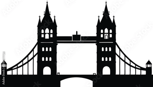 Obraz London tower bridge silhouette,bridge clip art,London tower bridge vector art