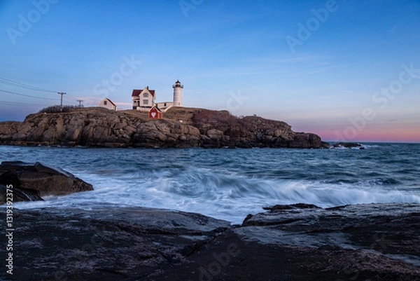 Obraz Sunset on Nubble Lighthouse, Maine
