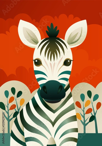Obraz Cute baby zebra with funny face and distinctive stripes