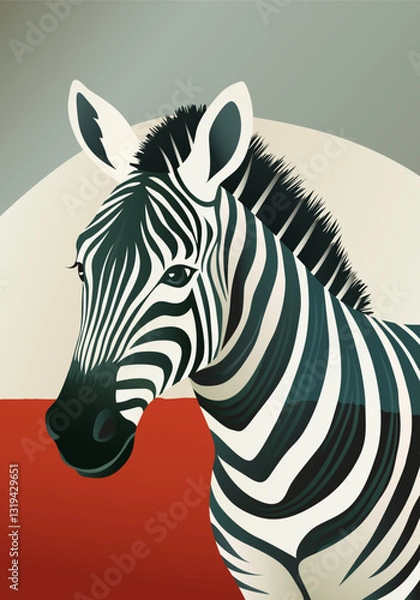 Obraz An elegant zebra in profile with a distinctive black and white color.