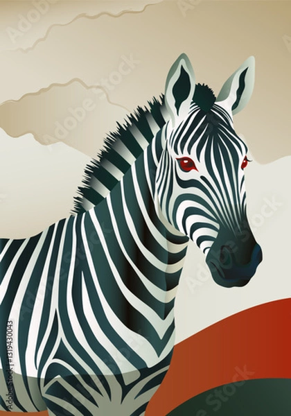Obraz An elegant zebra in profile with a distinctive black and white color