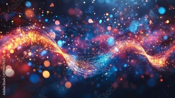 Fototapeta Sound waves creating a dna helix abstract visual art digital artwork vibrant colors creative concept