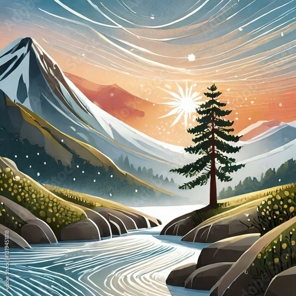 Obraz sunset in mountains