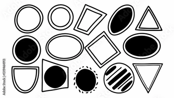 Obraz set of black and white icons