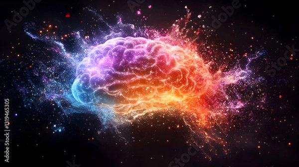 Obraz Abstract brain bursting with vibrant energy