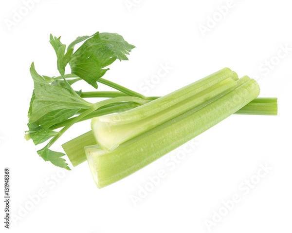 Fototapeta Green fresh celery  stick isolated on white.