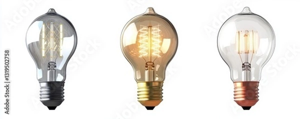 Fototapeta Collection of Vintage Light Bulbs in Various Designs and Styles