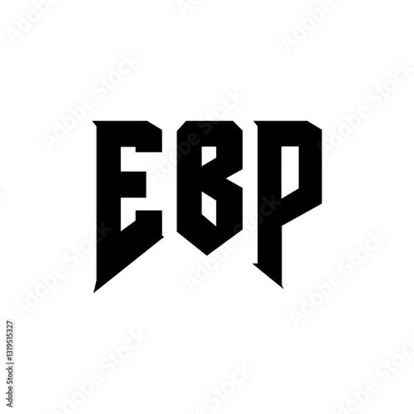 Fototapeta EBP letter logo design for technology company. EBP logo design black and white color combination. EBP logo, EBP vector, EBP design, EBP icon, EBP alphabet. EBP typography logo design.