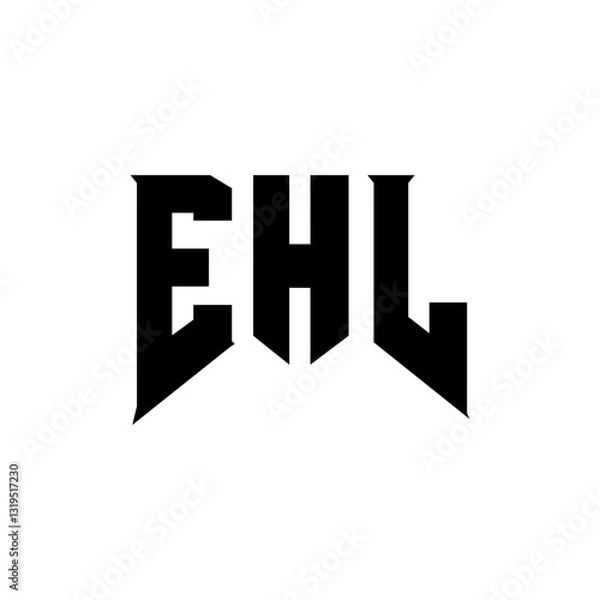 Fototapeta EHL letter logo design for technology company. EHL logo design black and white color combination. EHL logo, EHL vector, EHL design, EHL icon, EHL alphabet. EHL typography logo design.