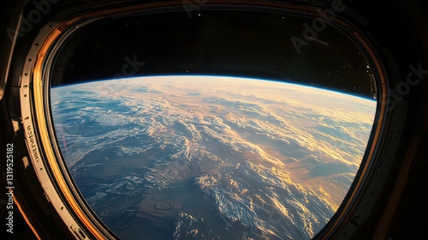 Obraz View of Earth’s horizon from a space shuttle window as it orbits the planet