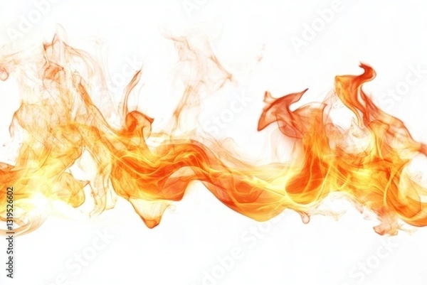 Fototapeta Bright and dynamic fire flames isolated on white background --ar 3:2 --v 6.1 Job ID: ac22211c-5b3d-4186-85fd-0b4358e79731