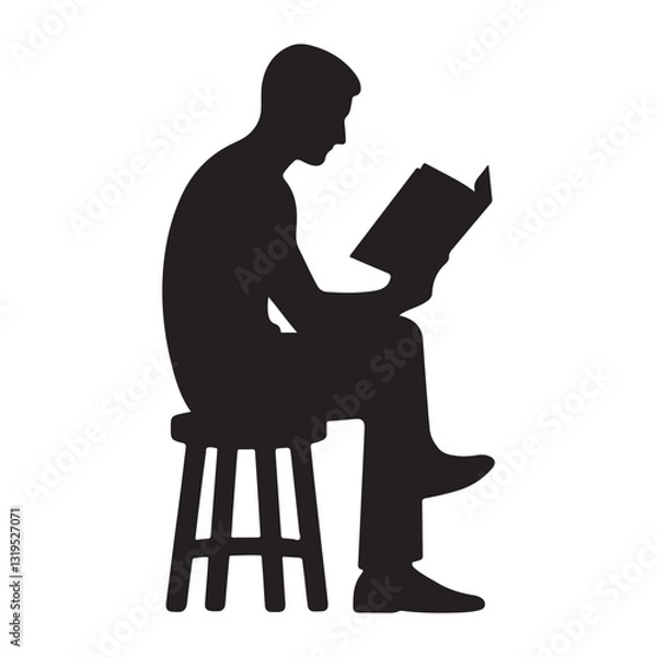 Obraz Silhouette of a Person Reading a Book black color vector