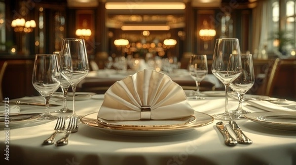 Fototapeta Elegant dining setting in a grand room
