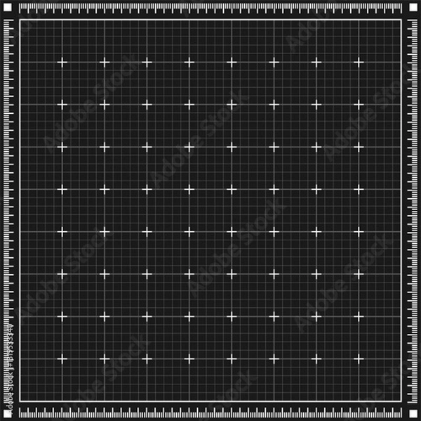 Fototapeta Blueprint square background project template. Blueprint graph paper line grid pattern. Black and white vector illustration