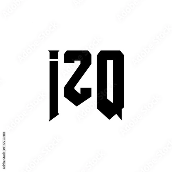 Obraz IZQ letter logo design for technology company. IZQ logo design black and white color combination. IZQ logo, IZQ vector, IZQ design, IZQ icon, IZQ alphabet. IZQ typography logo design.
