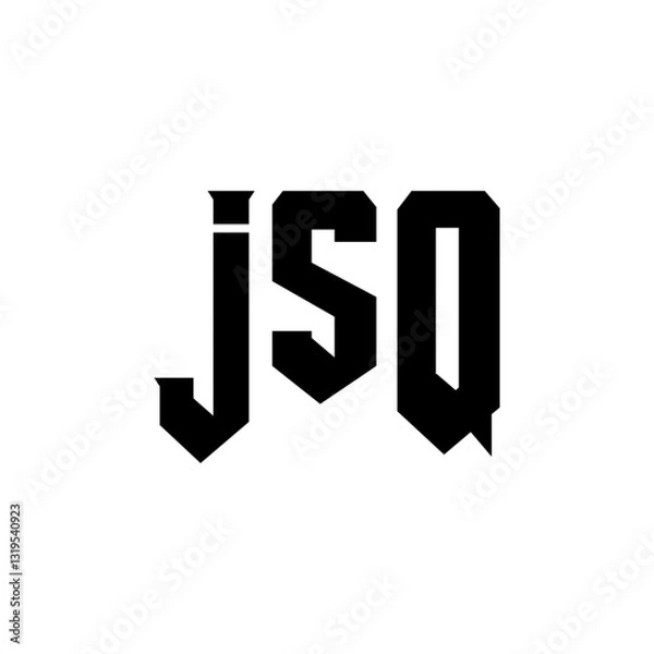 Fototapeta JSQ letter logo design for technology company. JSQ logo design black and white color combination. JSQ logo, JSQ vector, JSQ design, JSQ icon, JSQ alphabet. JSQ typography logo design.