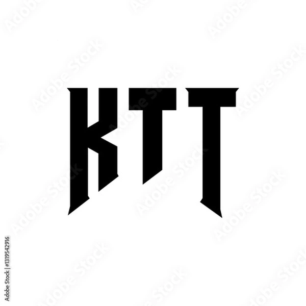 Fototapeta KTT letter logo design for technology company. KTT logo design black and white color combination. KTT logo, KTT vector, KTT design, KTT icon, KTT alphabet. KTT typography logo design.