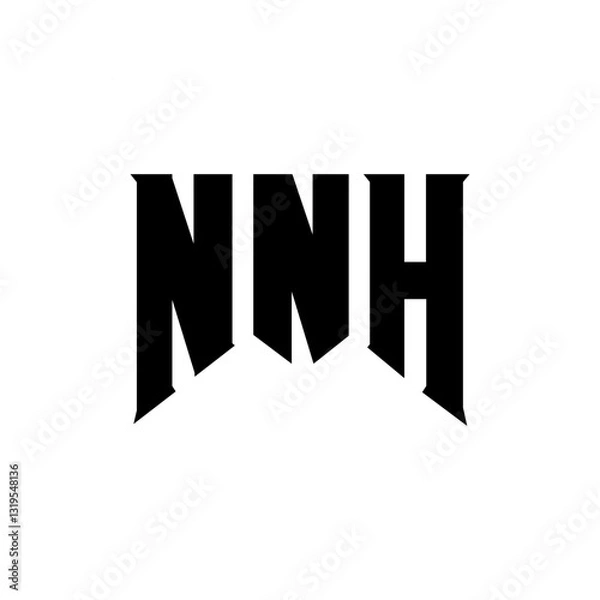 Obraz NNH letter logo design for technology company. NNH logo design black and white color combination. NNH logo, NNH vector, NNH design, NNH icon, NNH alphabet. NNH typography logo design.