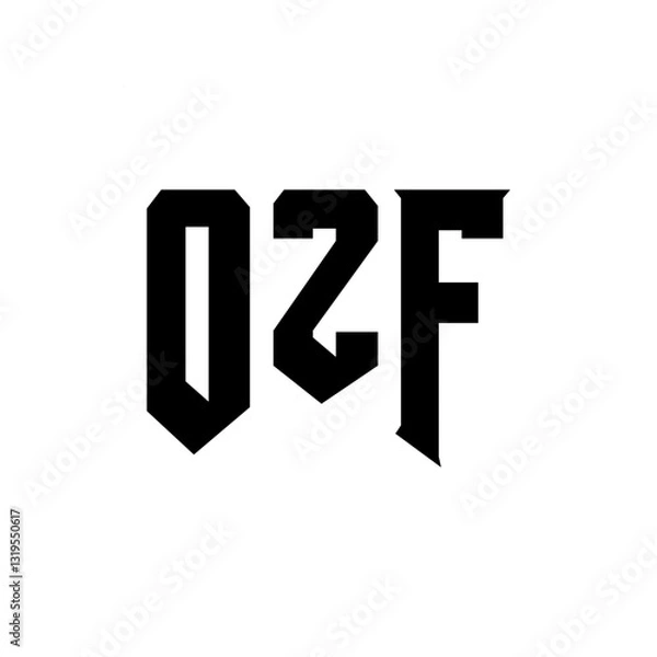 Fototapeta OZF letter logo design for technology company. OZF logo design black and white color combination. OZF logo, OZF vector, OZF design, OZF icon, OZF alphabet. OZF typography logo design.