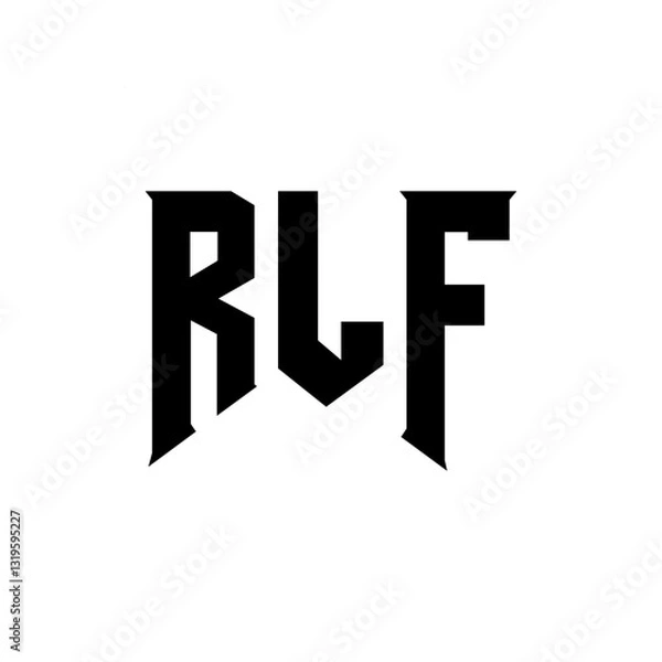 Fototapeta RLF letter logo design for technology company. RLF logo design black and white color combination. RLF logo, RLF vector, RLF design, RLF icon, RLF alphabet. RLF typography logo design.