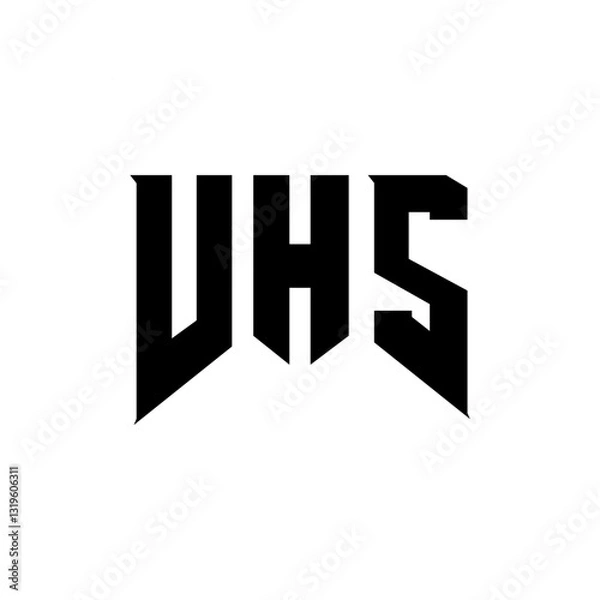 Obraz VHS letter logo design for technology company. VHS logo design black and white color combination. VHS logo, VHS vector, VHS design, VHS icon, VHS alphabet. VHS typography logo design.
