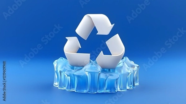 Obraz Frozen Recycling Symbol in Pastel Minimalist 3D