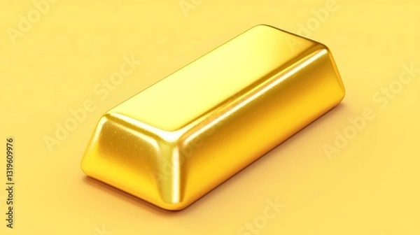 Obraz Gleaming Gold Bar on Minimalist Pastel Background