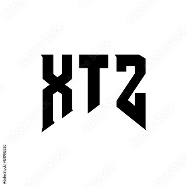 Fototapeta XTZ letter logo design for technology company. XTZ logo design black and white color combination. XTZ logo, XTZ vector, XTZ design, XTZ icon, XTZ alphabet. XTZ typography logo design.