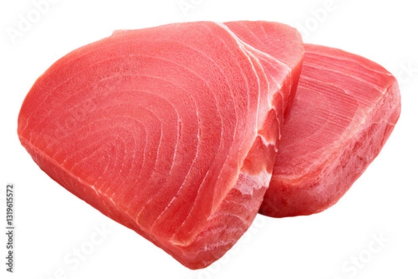 Fototapeta raw Tuna steak, fish isolated on white background, full depth of field