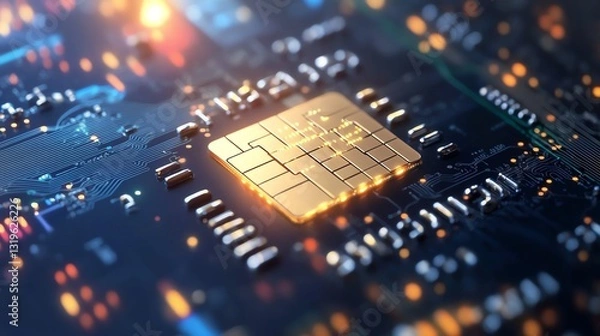 Fototapeta Close-up view of a computer processor chip.