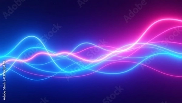 Fototapeta Abstract neon background with smooth glowing lines. Generative Ai.
