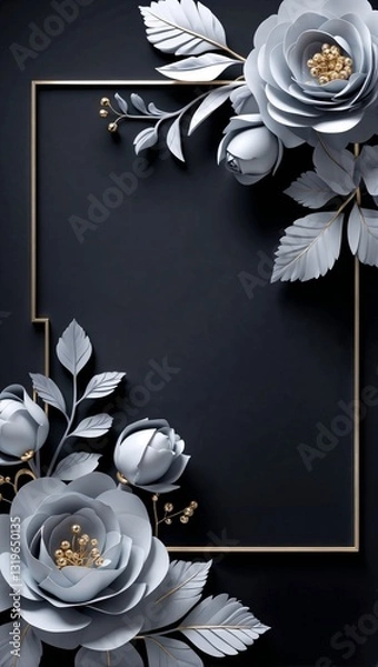 Fototapeta Elegant Vector Design with Pastel Gray Details and Gold Accents on Black Background
