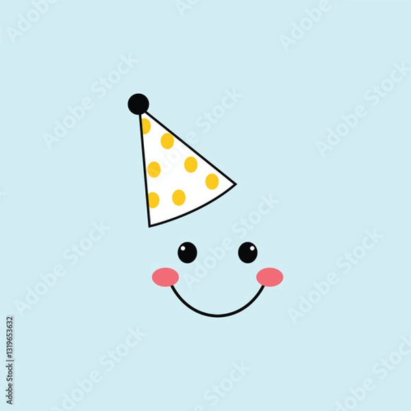 Obraz Cute Smiling Face with Party Hat Design for Celebrations and Events, Ideal for Birthdays, Invitations, and Greeting Cards