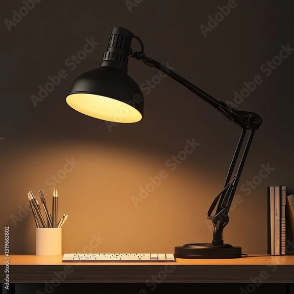 Fototapeta Modern 3D desk lamp with adjustable warm glow arm